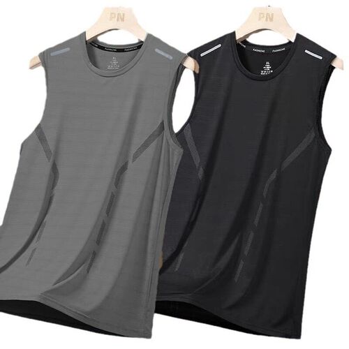 Mens Ice Silk Back Breathable Heart Exercise Fitness Base S