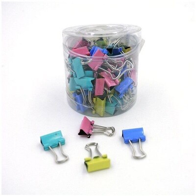 60pcs/lot 15mm colorful metal binder clips paper clip office