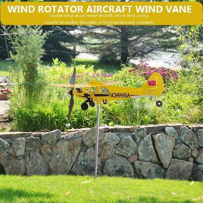 3D Plane Garden Weather Vane Plug Decor Creative Chic Metal