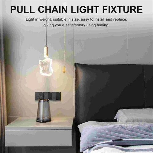 Light Switch Pull for Bathroom Cord Fixture Hand Drawn Wood