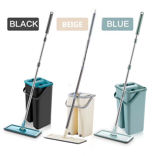 Squeeze Mop With Bucket 360 Rotating Hand Free Washing Flat