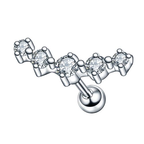 1PC Steel Ear Tragus Cartilage Piercing Crystal Flower Conch