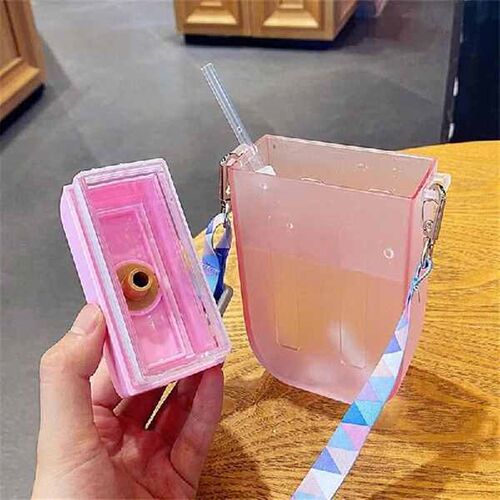 Cute Straw Cup New Plastic Popsicle Water Bottle With Rope