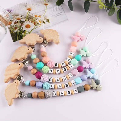 Baby Personalized Name Pacifier Clips Nipple Holder Cartoon