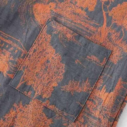 Blue Green Colors Printed Robe for Men Cotton Kimono Men Bat