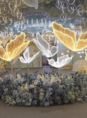 商城氛围蝴蝶翅膀路引婚礼装饰婚庆灵蝶路引灯舞台场地布置道具