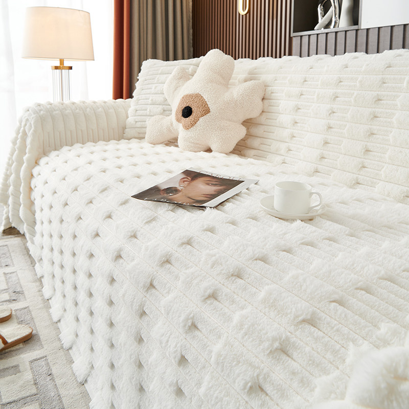 2024新款兔兔绒沙发垫加厚毛绒坐垫子高级感防滑皮沙发套罩盖布巾,居家布艺,沙发套,淘宝优惠券,粉丝福利购,淘宝优惠卷