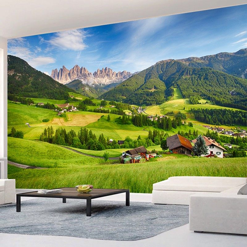 自然风景画墙画墙纸3D立体贴画墙贴背景墙装饰大图案壁画贴纸自粘