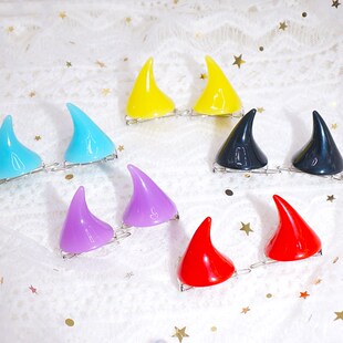 1 Pair Small Demon OX Horn Hair Clips Gothic Party Cosplay C