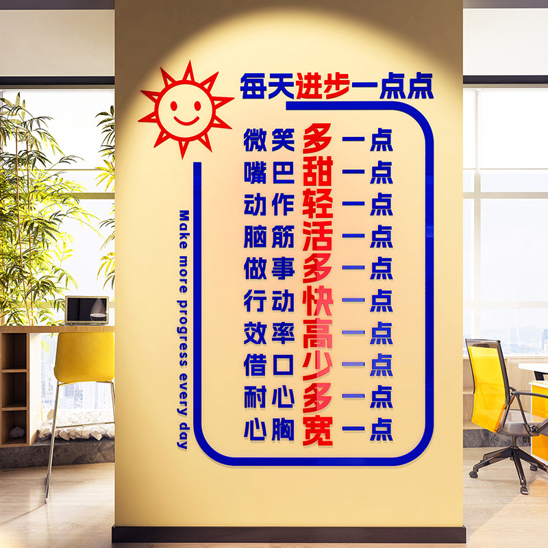 每天进步一点点贴纸公司励志标语办公室墙面装饰企业文化员工激励,家居饰品,文化墙贴,淘宝优惠券,粉丝福利购,淘宝优惠卷