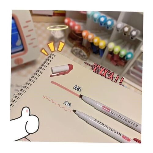 candy color double-headed highlighter marker pen双头荧光笔