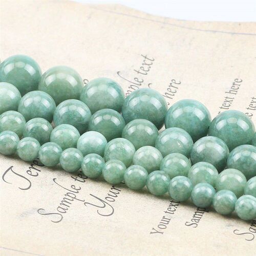 6/8/10/12mm AA Natural Stone Green Burmese Jade Bead Round S