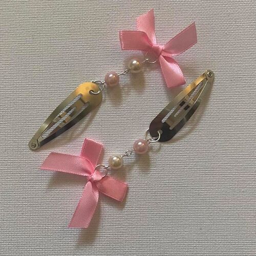 fairy core handmade satin bow hairpin coquettish retro babyd