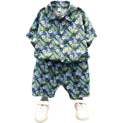 Boys Summer Suit Stylish Mens teasure Flower Shirt Fashion