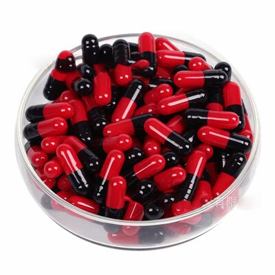 1000PCS Red Black Size 00#/0#  Kosher Gel Medicine Pill Vita