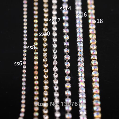 10Yards/lot ss6-ss18 AB Crystal rhinestone chain Cup chain g