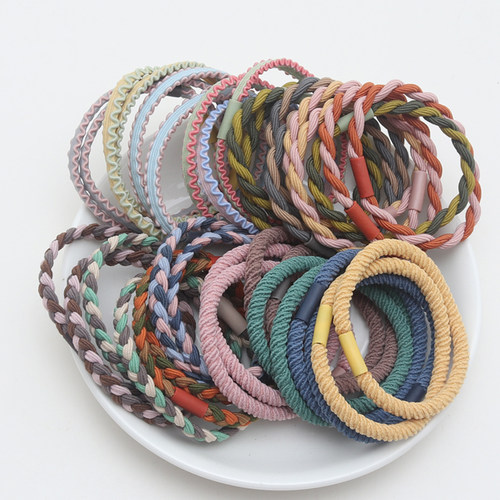 10pcs rendy Girls Braided Elastic Hair Rubber Bands Women Ha