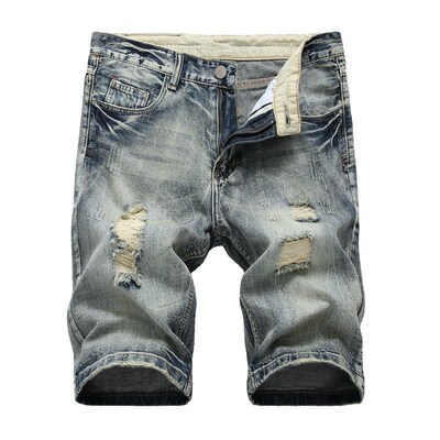 Mens Denim Shorts tton Ripped Light lor Mens Mid-pants Sli