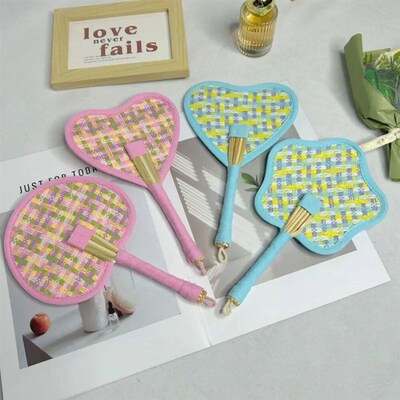 New Palm-leaf Pu Fan Hand-cranked Colourful Craft Fan Handma
