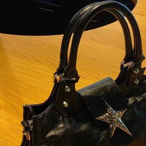 Korean Gothic Star Girl Black Bag Aethetic Vintage Fairy Gru