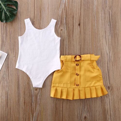 0-5Y Fashion Toddler Kids Baby Girls Clothes Sets Solid Slee