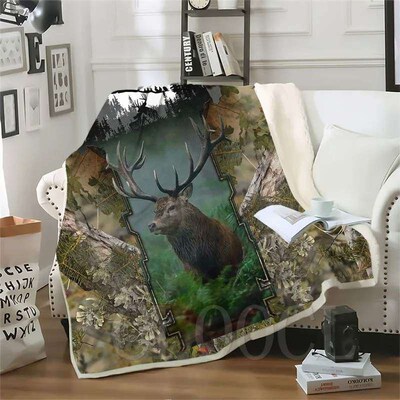 Thicken Blanket Wild Boar Hunting Pig Printed Throw Blankets
