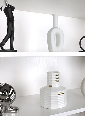 书房书柜摆件挂画杂志托盘花器样板房间家居软装创意树脂花瓶饰品