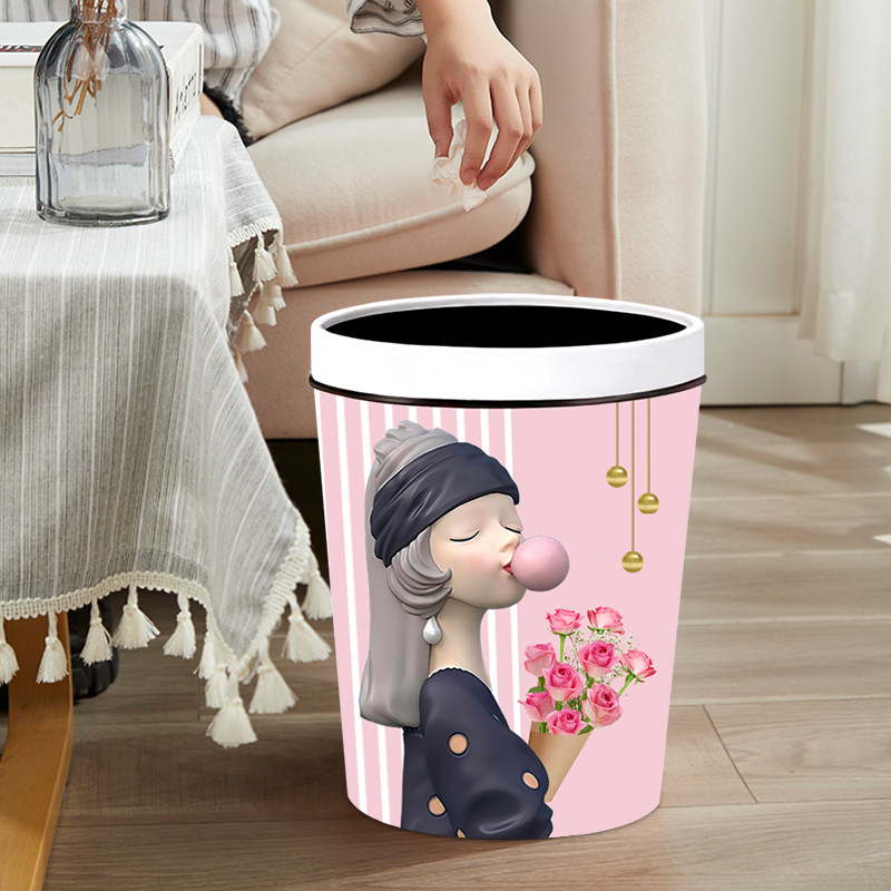 创意垃圾桶家用可爱少女卧室客厅卫生间儿童房卡通无盖纸篓带压圈,家庭/个人清洁工具,垃圾桶,淘宝优惠券,粉丝福利购,淘宝优惠卷