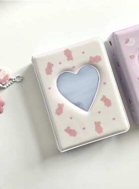 Cute Bear Photo Album 3 Inch Love Heart Hollow Picture Stora