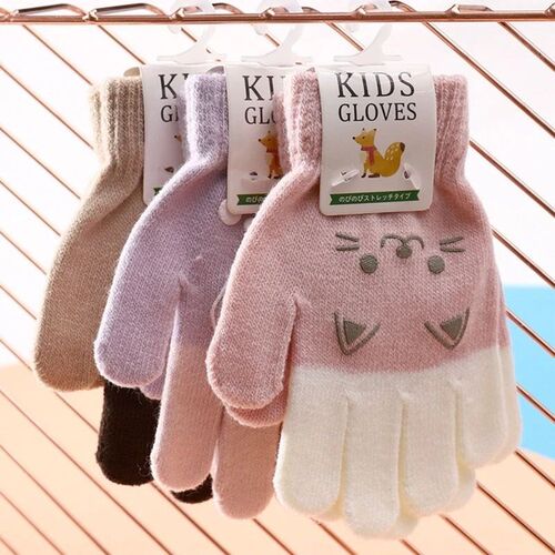 2022 Winter Korean Style Kids Knitted Gloves Cartoon Bear Pr