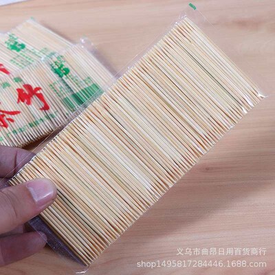 4 Packing Natural Moso Bamboo Double Head Fine Toothpick Fru
