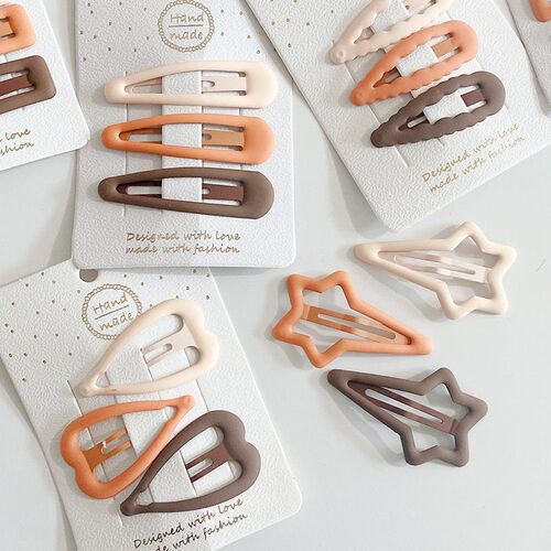 3pcs Frosted Simplicity Hairpins for Girls Star Oval Triangl