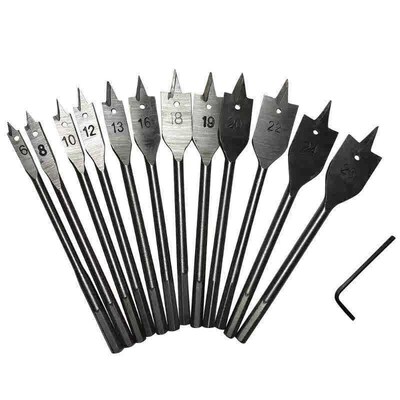 15pcs Full Steel Hex Shank Spade Flat Bit Set for 6-25mm HSS