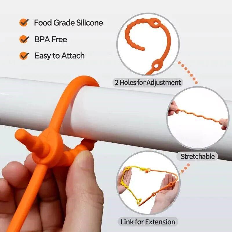 Adjustable Silicone Baby Toy Safety Sling Multi-color Silico - 实物图