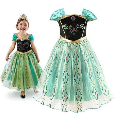 Anna Princess Dress for Baby Girls Green Dress Cosplay Kids