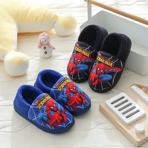 Children Cartoon Spiderman Print Cotton Slipper Soft Autumn