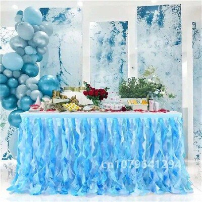 Wicker table skirt party birthday wedding chiffon curly