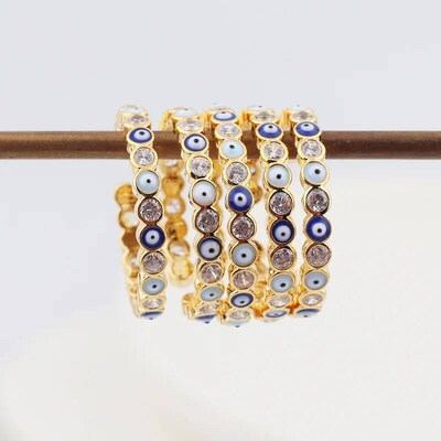 New Bohemia Lucky Turkish Blue Evil Eye Rings Dripping Oil O