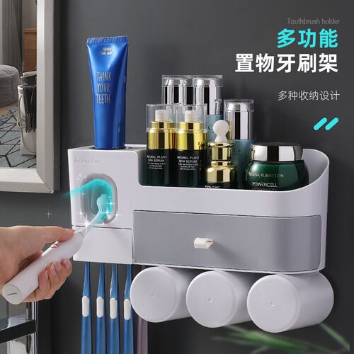 Wall-mounted toothbrush holder squeezing toothpaste Nailfree