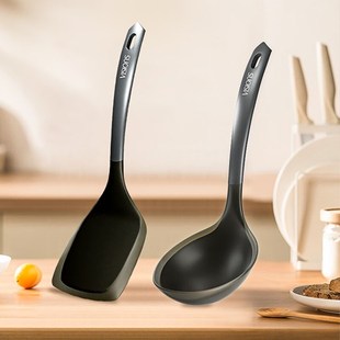 康宁硅胶铲汤勺家用高端长柄勺子护锅铲盛汤大号不粘锅专用勺铲