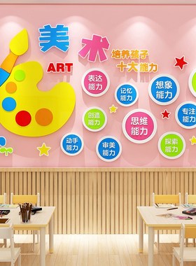 美术教室墙面装饰布置艺术培训机构幼儿园托管班画室环创文化墙贴