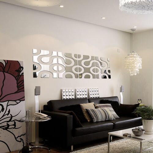 Hot sale diy silver acrylic mirror wall sticker home decora