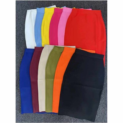 60CM Knee Length Summer Bandage Skirts For Women Candy Color