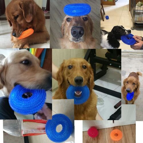 Durable Dog Chew Toys Rubber Squeaker Aggressive Teeth Clean