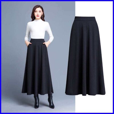 Skirt Maxi Suede Skirts For Women College Long 2025 Korean