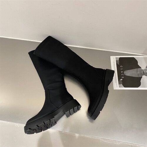 New Womens high boots Square heel Platform shoes Chelsea bo