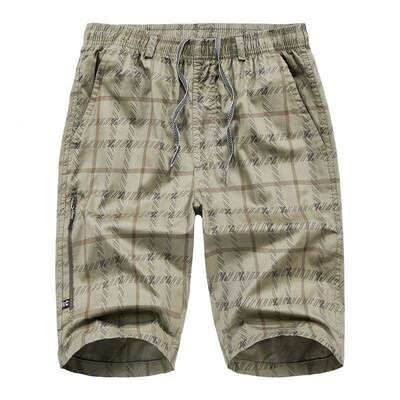 New Zipper Casual Five-point Pants Plaid Shorts Mens Fat Gu