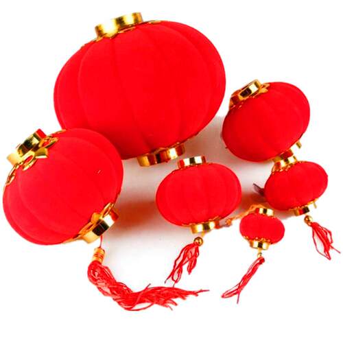 Wholesale Flocking Ball Small Red Lantern Flocking Lantern B