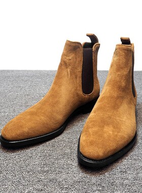 Chelsea Mens Boots Elastic Midcalf Suede Boots 4009 Imitatio