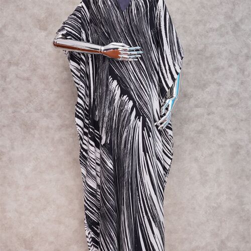 2022 Quick-drying Bikini Cover-ups Black Striped Bats Sleeve